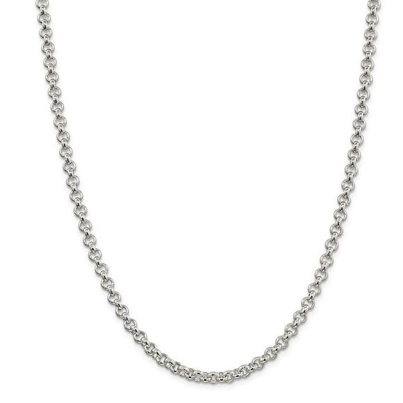 Men's 5mm, Sterling Silver Solid Rolo Chain Necklace, 24 Inch - Picture 3 of 8